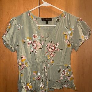 Derek Heart Green Floral Blouse